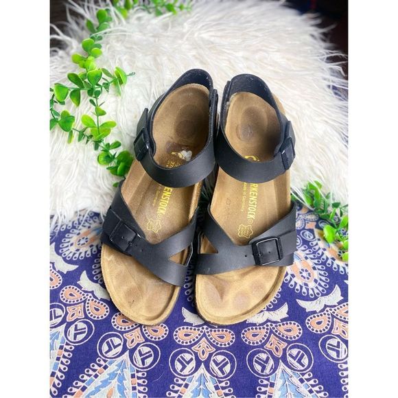 BIRKENSTOCK Rio Sandals Black Size W11 M9 GUC - Picture 2 of 8